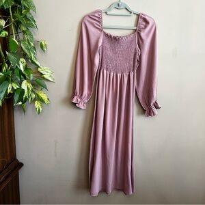 Elegant Mauve Long Sleeve Dress